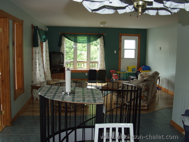 Spiral staircase to the cottage basement recreation room