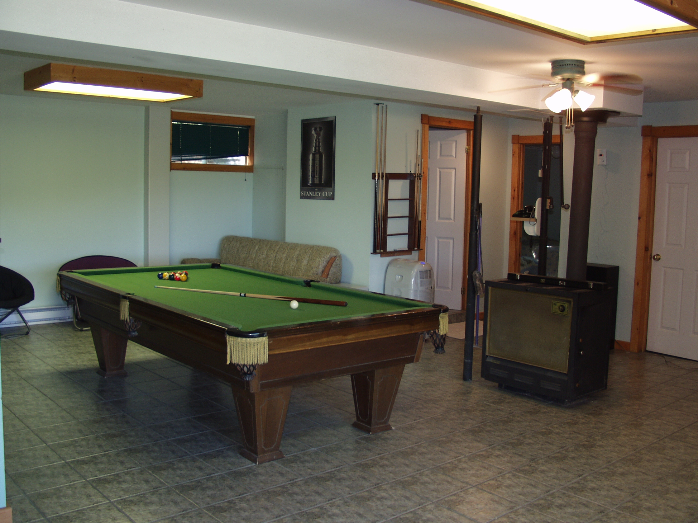 Pool table in recreation room